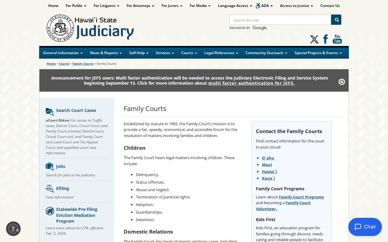 Family Court of the First Circuit record overview
