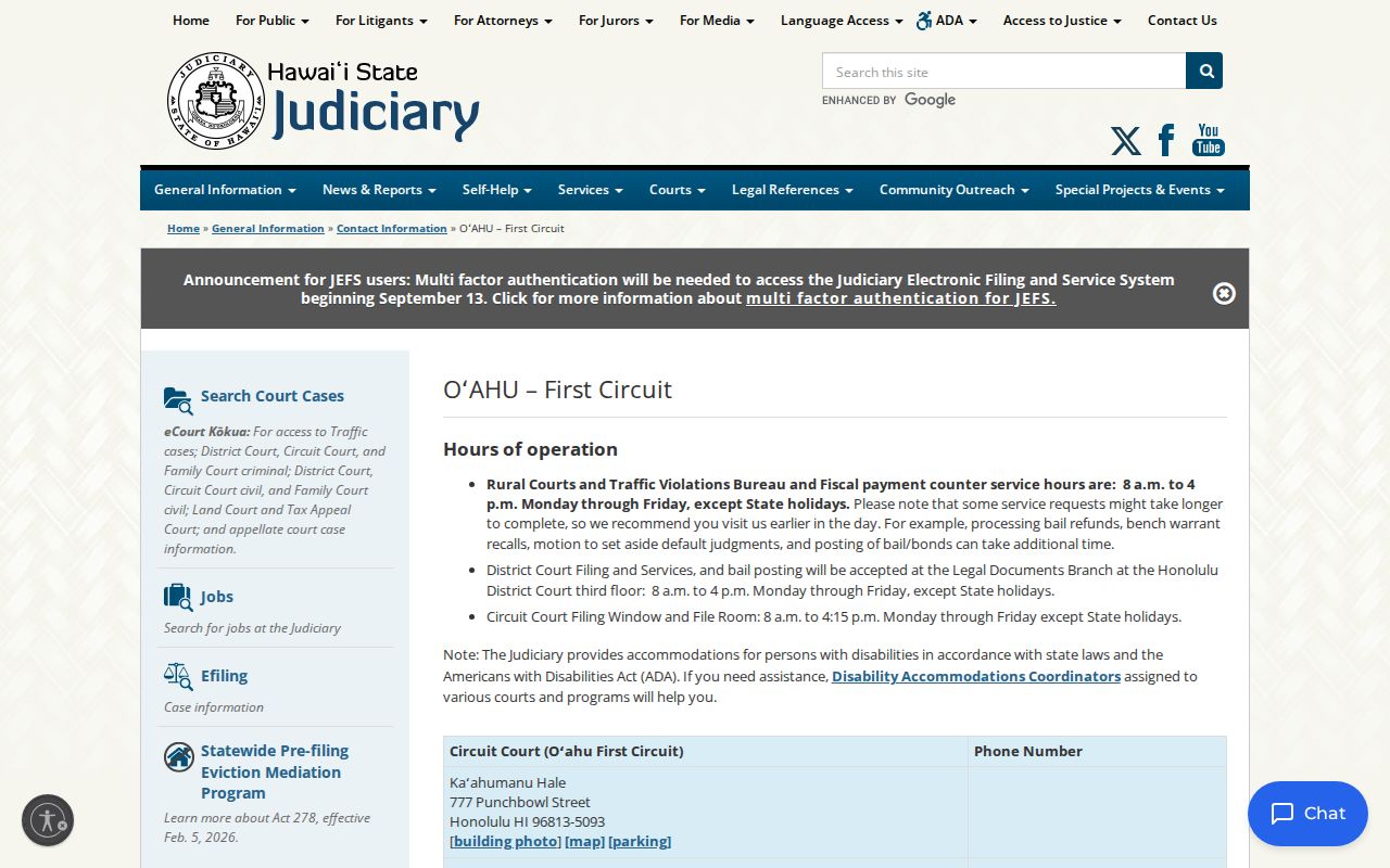 First Circuit telephone directory for Honolulu County docket records
