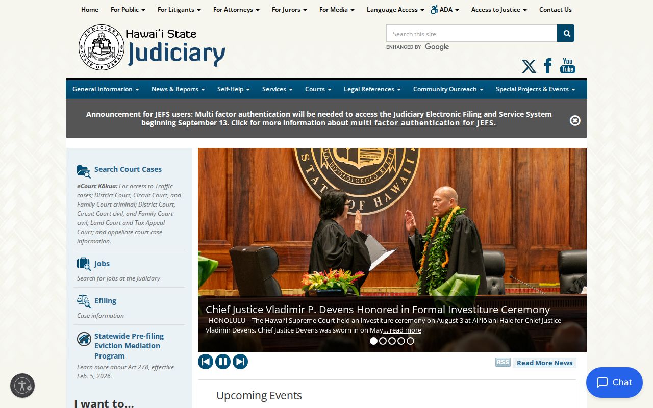 Hawaiʻi State Judiciary gateway for Honolulu County court dockets