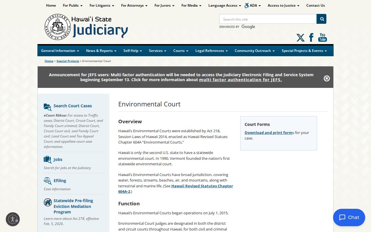 Honolulu County criminal court docket environmental court resource