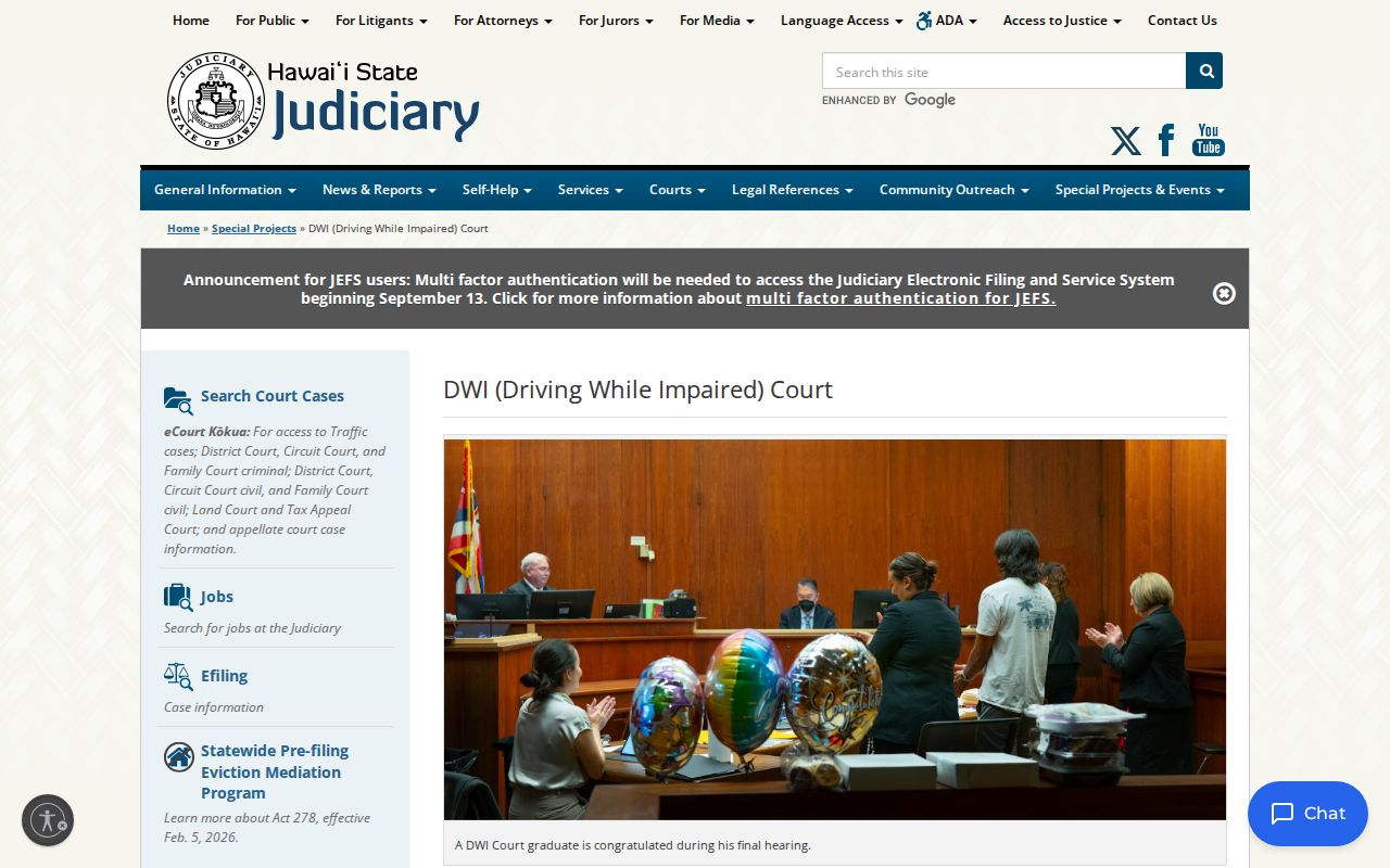 Honolulu County criminal court docket and First Circuit DWI Court