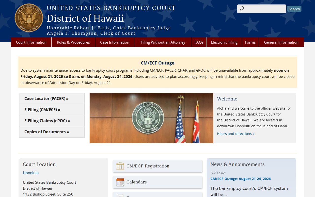 Honolulu County bankruptcy court case records