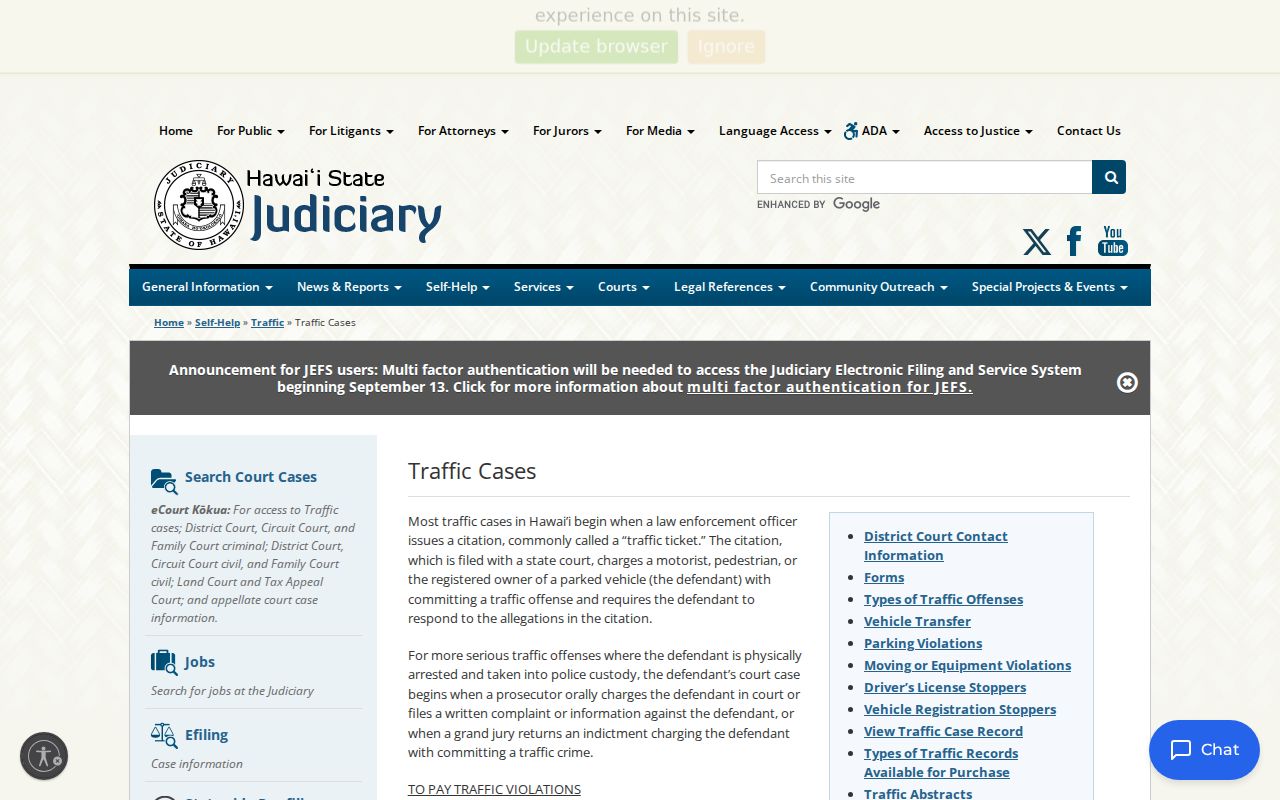 Honolulu County traffic court response options